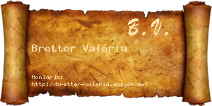 Bretter Valéria névjegykártya